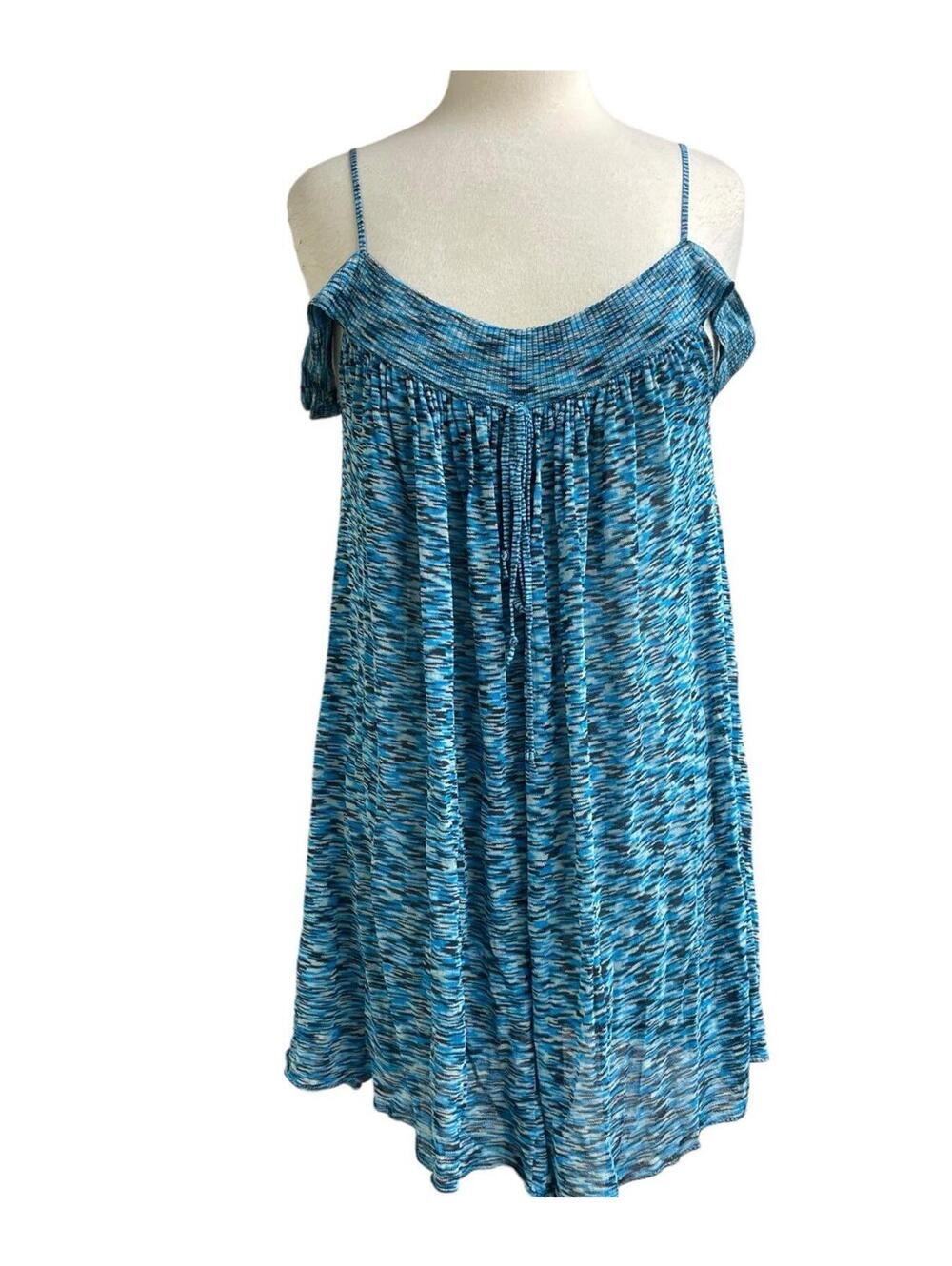 Free People Off Shoulder Blue Heathered Dress Large
